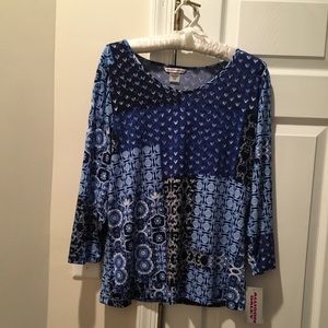 NWT -Allison Daley blouse, blue & white